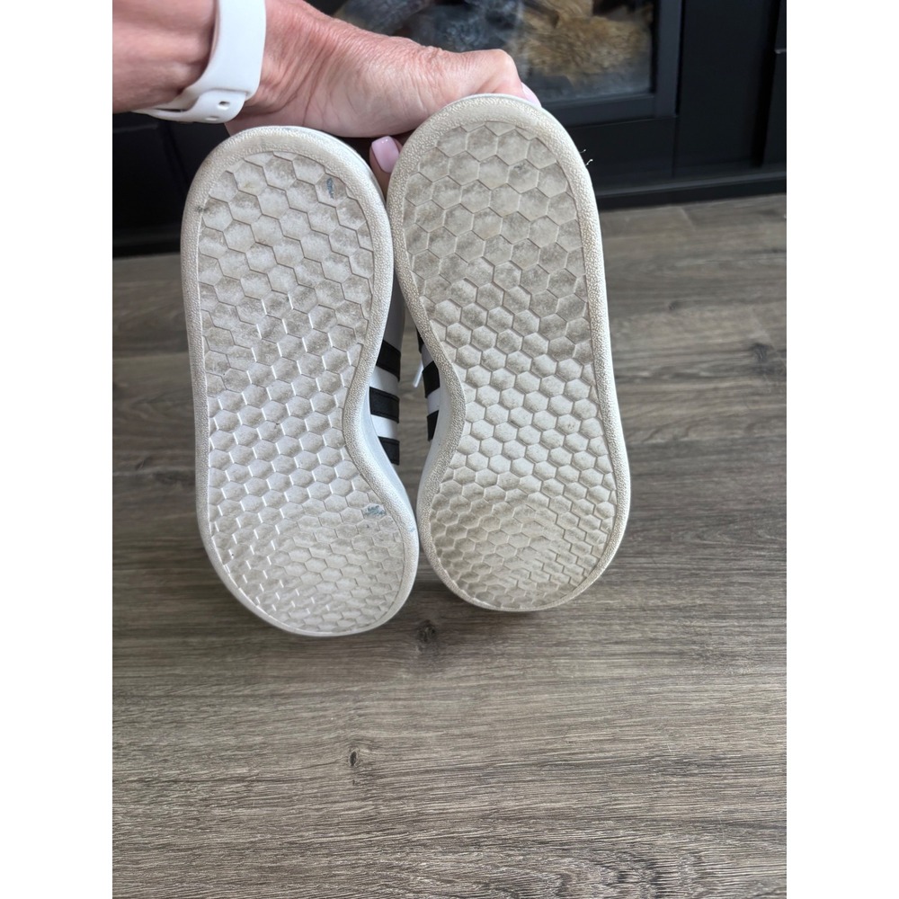 Adidas Grand Court Cloudfoam Comfort White Black Stripe Sneakers Shoes women's 7 - Picture 6 of 8